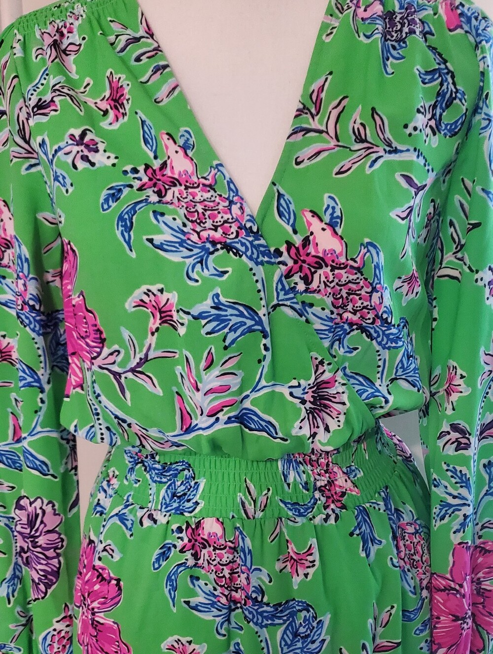 Lilly Pulitzer Size 2 Gecko Green Christiana Stretch Midi Dress Brewsters Bloom - Picture 11 of 12
